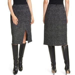 Club Monaco Wool Plaid Cutaway Pencil Skirt Size 6